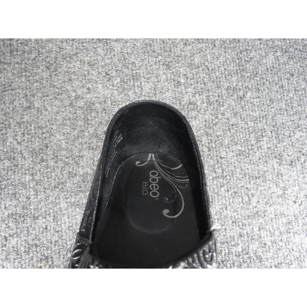 Abeo Flora Clog Black Leather Slip On Women's 8.5N Comfort Professional Textured - Picture 12 of 16